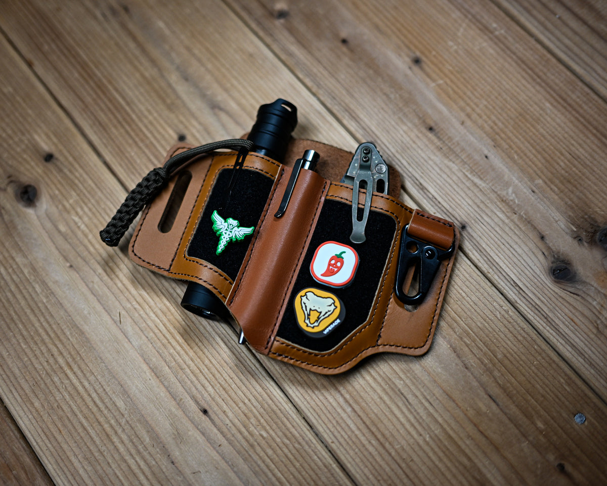 VIPERADE PL3 Leather EDC Organizer Belt Pouch with Hook & Loop Panel