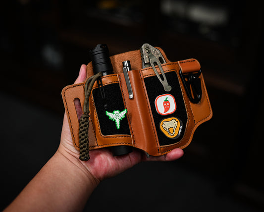 VIPERADE PL3 Leather EDC Organizer Belt Pouch with Hook & Loop Panel