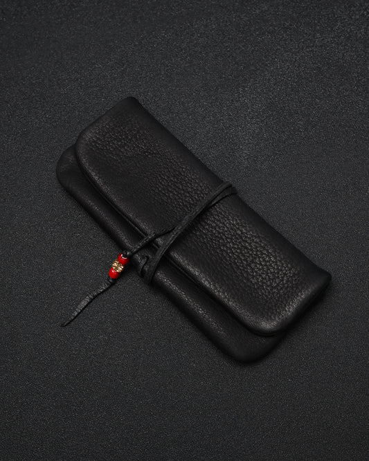Wtopia Handmade Deerskin Vintage EDC Pouch – Bronze Floral Detail & Black Deerskin Cord