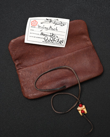 Wtopia 希少レザー ハンドメイド ヴィンテージ EDC ポーチ｜天然牙トグル × 鹿革コード