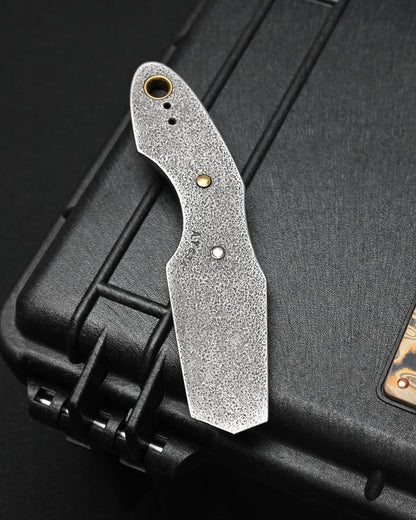 Rare ONE-OFF Wtopia 2026 Seki Exclusive Custom EDC Pry Bar – ATS-34 Steel / Japanese Deer Antler / Sterling Silver Apricot Blossom / Bronze Rivets