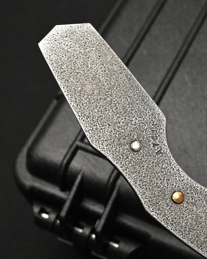 Rare ONE-OFF Wtopia 2026 Seki Exclusive Custom EDC Pry Bar – ATS-34 Steel / Japanese Deer Antler / Sterling Silver Apricot Blossom / Bronze Rivets