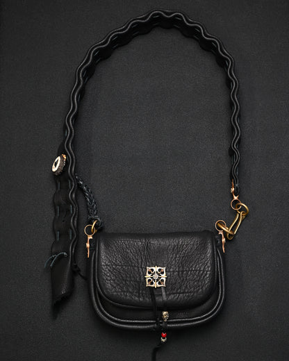 Rare ONE-OFF Wtopia Handmade Black Deerskin Vintage Crossbody Bag – Mixed Metal Hardware