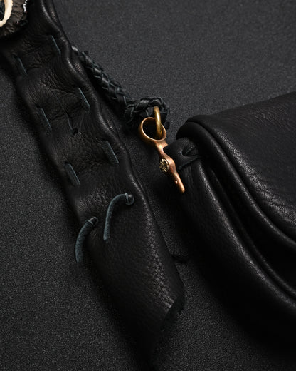 Rare ONE-OFF Wtopia Handmade Black Deerskin Vintage Crossbody Bag – Mixed Metal Hardware