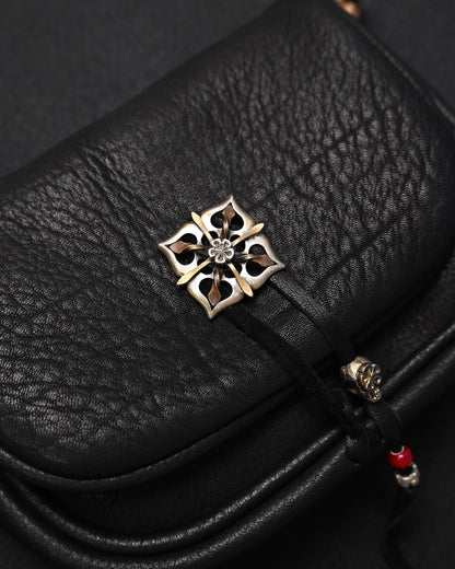 Rare ONE-OFF Wtopia Handmade Black Deerskin Vintage Crossbody Bag – Mixed Metal Hardware