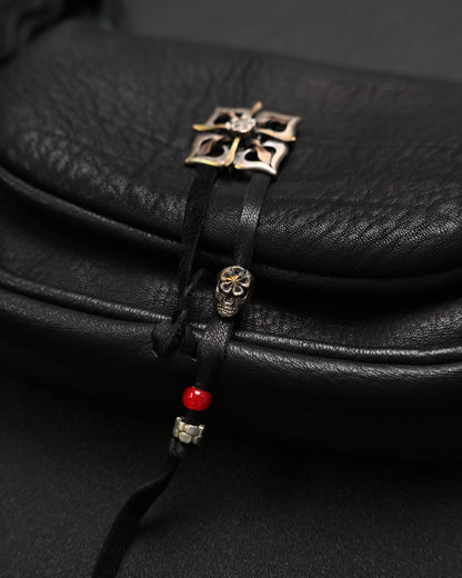 Rare ONE-OFF Wtopia Handmade Black Deerskin Vintage Crossbody Bag – Mixed Metal Hardware