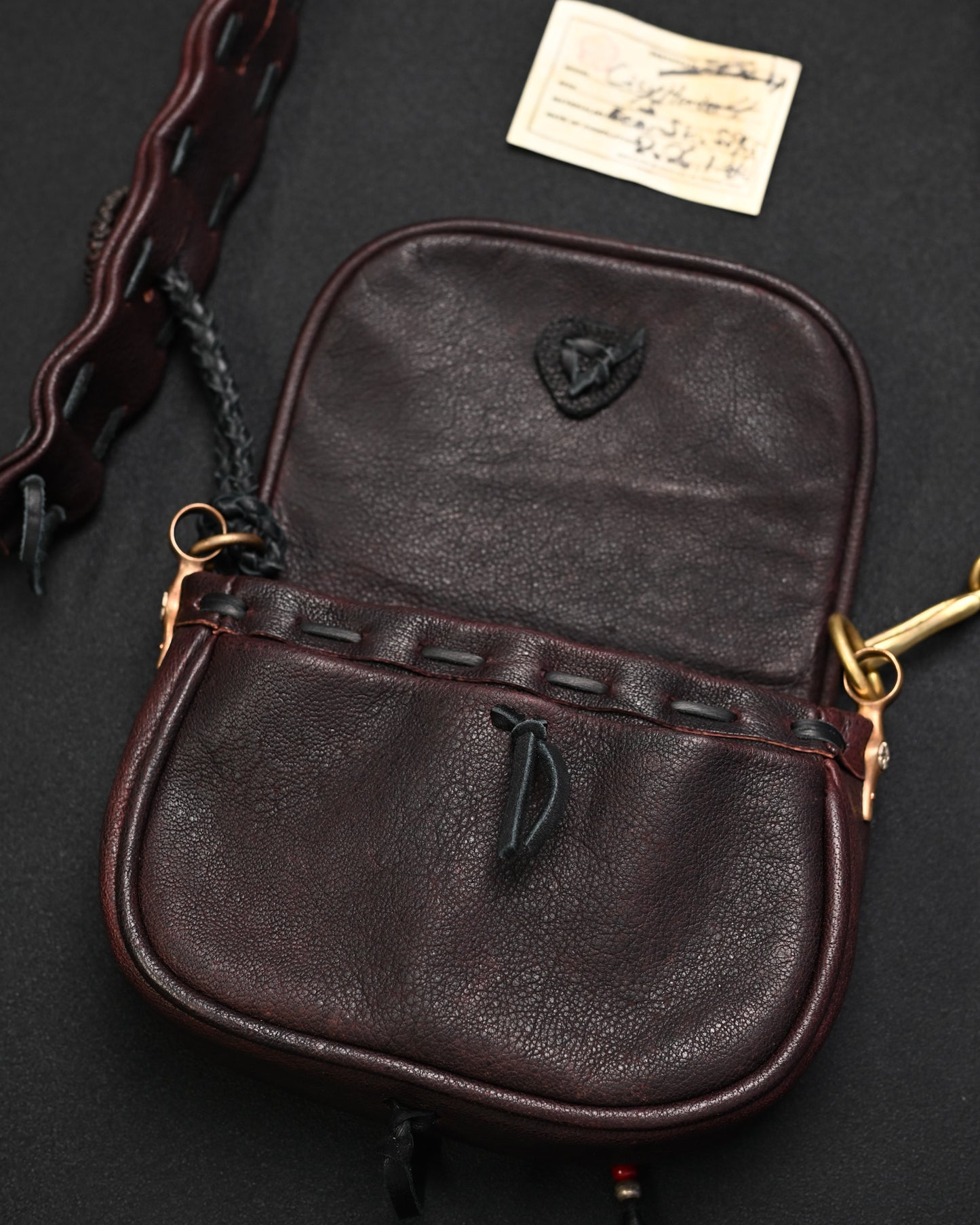 Rare ONE-OFF Wtopia Handmade Burgundy Leather Vintage Crossbody Bag – Mixed Metal Hardware