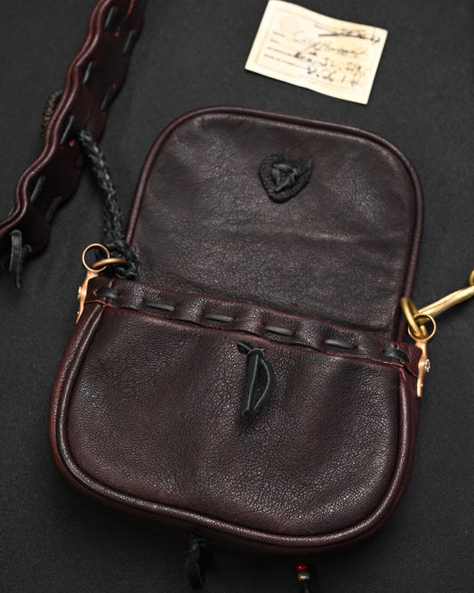 Rare ONE-OFF Wtopia Handmade Burgundy Leather Vintage Crossbody Bag – Mixed Metal Hardware
