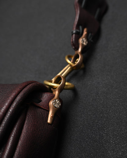 Rare ONE-OFF Wtopia Handmade Burgundy Leather Vintage Crossbody Bag – Mixed Metal Hardware