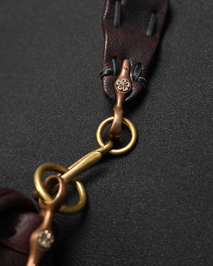Rare ONE-OFF Wtopia Handmade Burgundy Leather Vintage Crossbody Bag – Mixed Metal Hardware