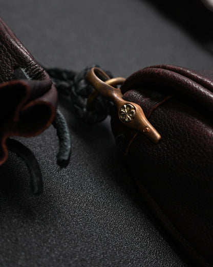 Rare ONE-OFF Wtopia Handmade Burgundy Leather Vintage Crossbody Bag – Mixed Metal Hardware