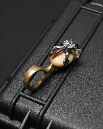 Rare ONE-OFF Wtopia “Evlove” Walrus Ivory Fossil Floral Pendant – Silver, Copper & Bronze / Titanium Chain