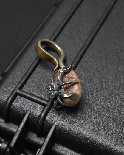 Rare ONE-OFF Wtopia “Evlove” Walrus Ivory Fossil Floral Pendant – Silver, Copper & Bronze / Titanium Chain