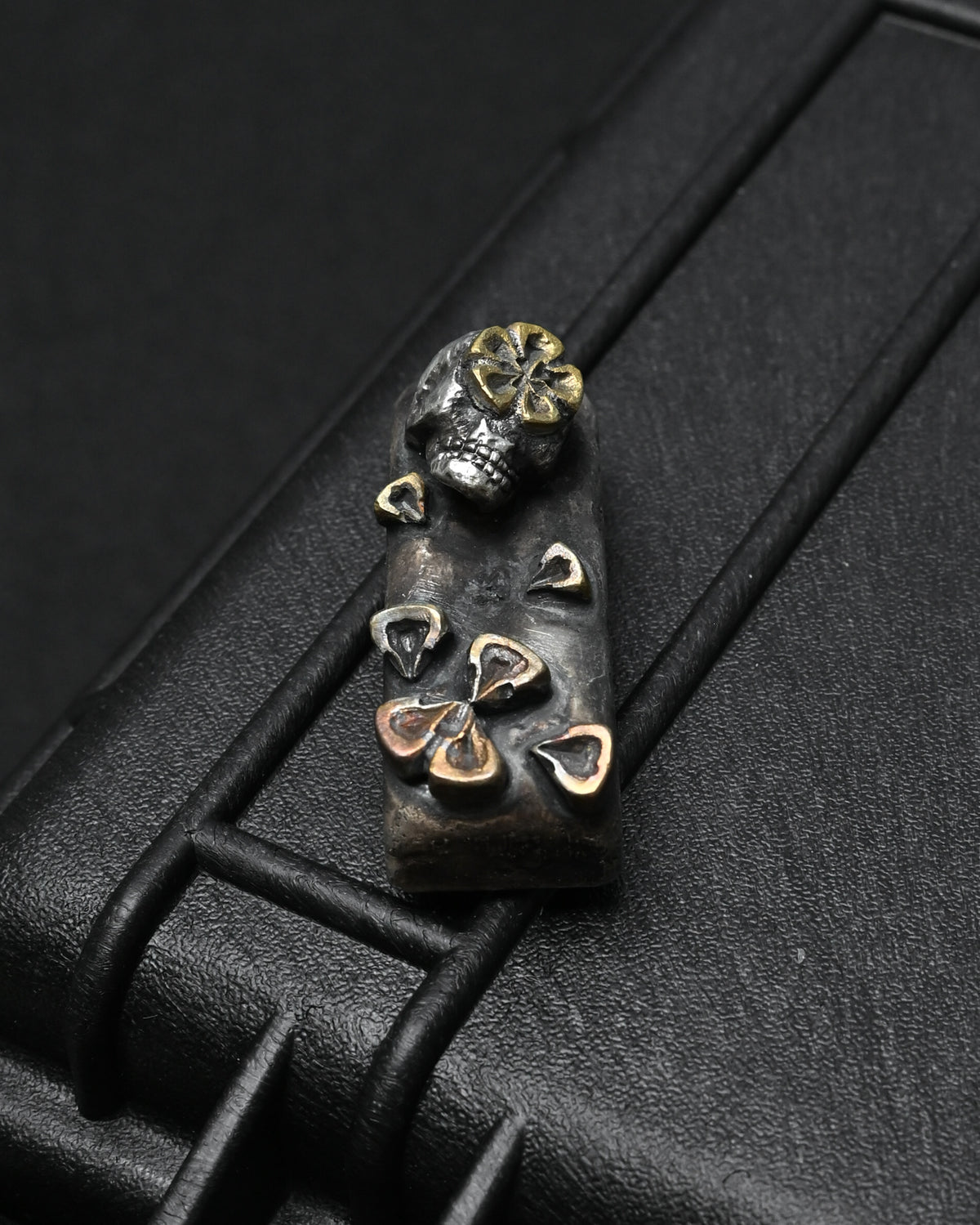 Rare ONE-OFF Wtopia “Tokyo” Silver Skull Floral EDC Challenge Coin / Worry Stone – Made in Japan