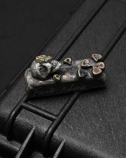 Rare ONE-OFF Wtopia “Tokyo” Silver Skull Floral EDC Challenge Coin / Worry Stone – Made in Japan