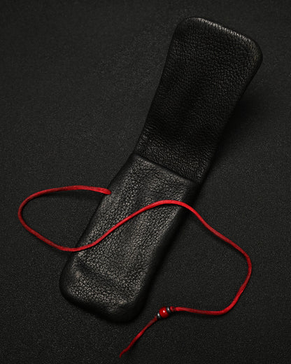 Wtopia Rare Leather Folding EDC Organizer – Red Deerskin Cord, Silver & Glass Details / Made in Japan