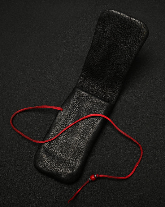 Wtopia Rare Leather Folding EDC Organizer – Red Deerskin Cord, Silver & Glass Details / Made in Japan