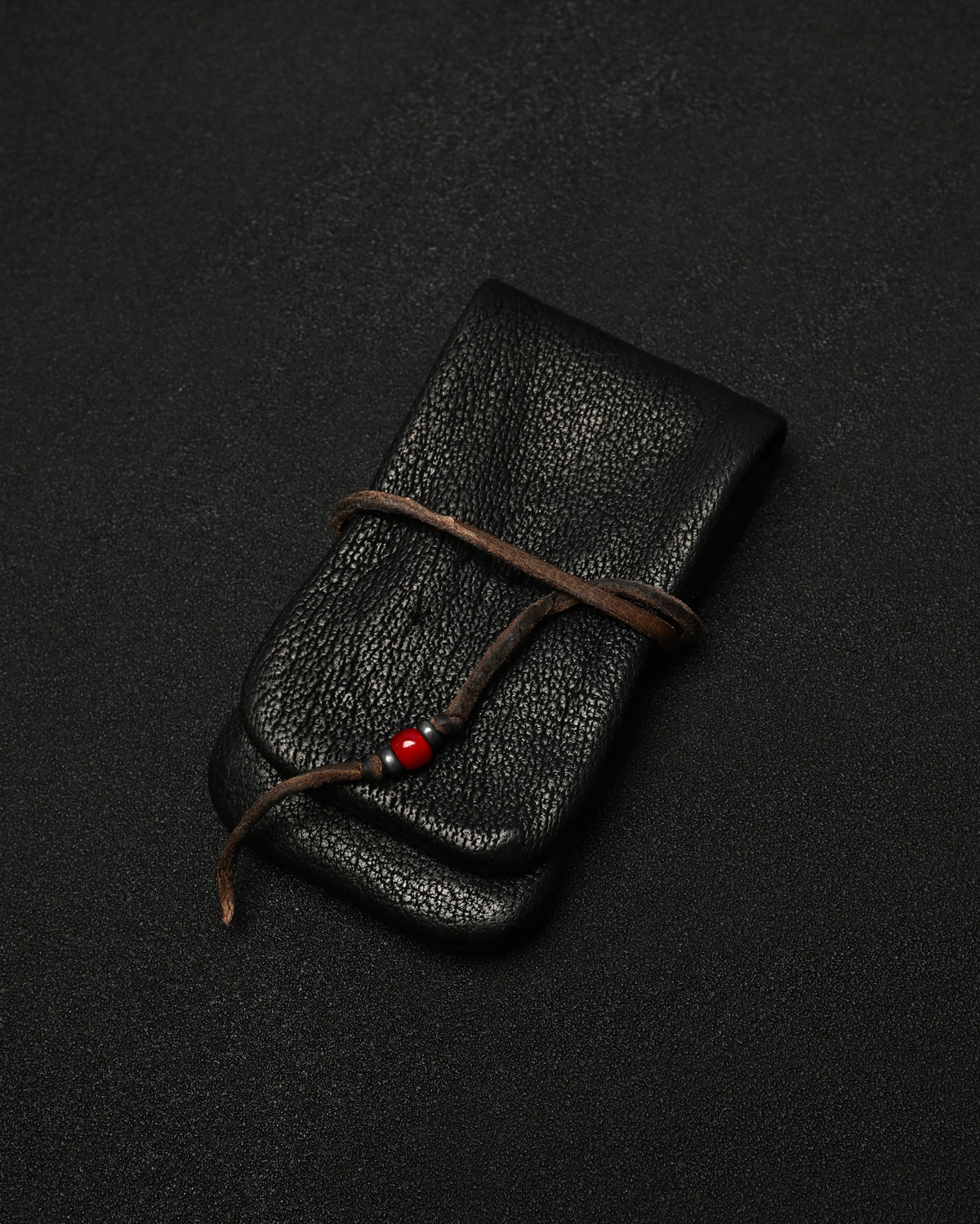 Wtopia Rare Leather Folding EDC Organizer – Deerskin Cord, Silver & Glass Details / Made in Japan
