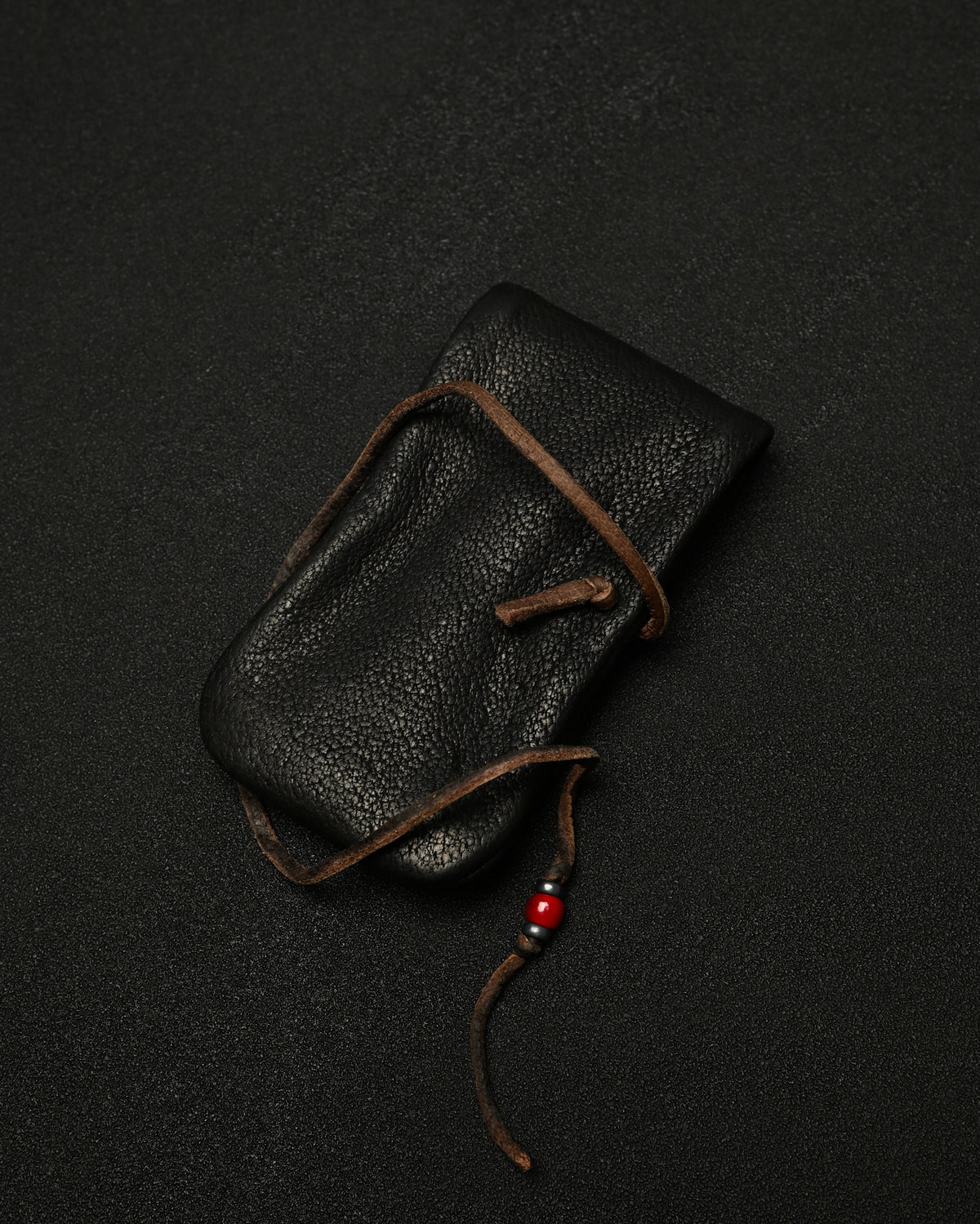 Wtopia Rare Leather Folding EDC Organizer – Deerskin Cord, Silver & Glass Details / Made in Japan
