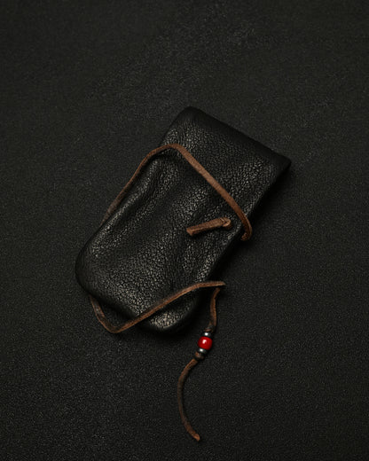 Wtopia Rare Leather Folding EDC Organizer – Deerskin Cord, Silver & Glass Details / Made in Japan
