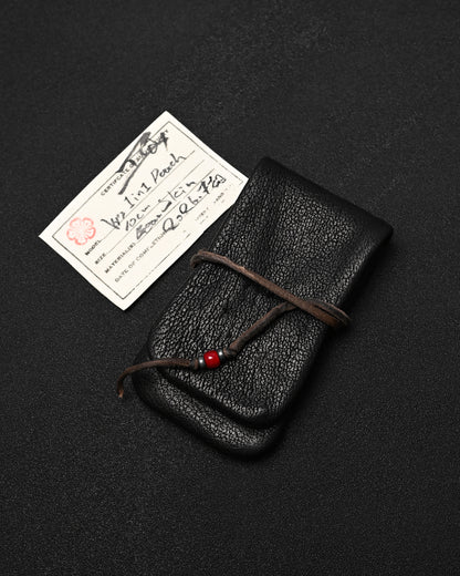 Wtopia Rare Leather Folding EDC Organizer – Deerskin Cord, Silver & Glass Details / Made in Japan