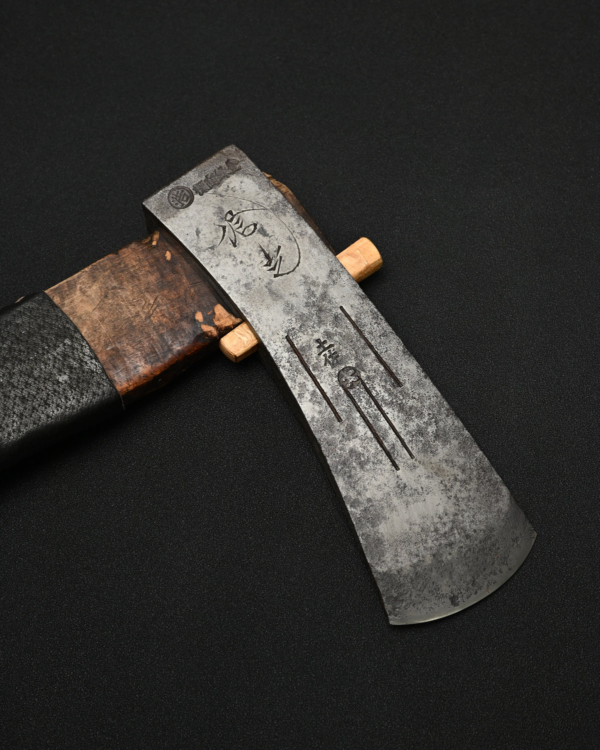 Rare ONE-OFF Wtopia × Sunizumi “Nobumitsu” Restored Japanese Antique Axe – Shirogami #2 / Wild Boar Leather