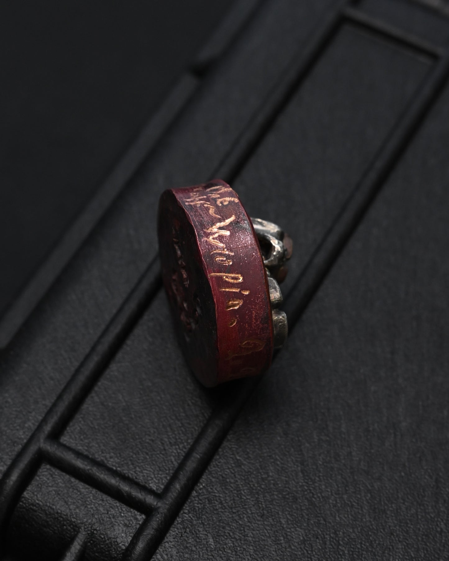Rare ONE-OFF Wtopia × Sunizumi Shoten Copper EDC Worry Stone – Silver Skull, Silver Floral & 18K Gold