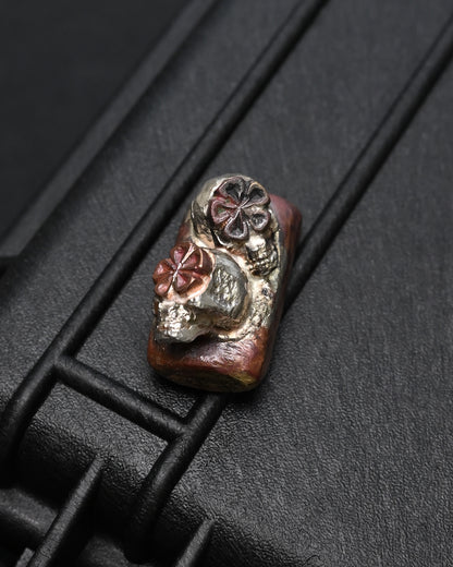 Rare ONE-OFF Wtopia × Sunizumi Shoten Double Skull Mixed-Metal EDC Challenge Coin / Worry Stone