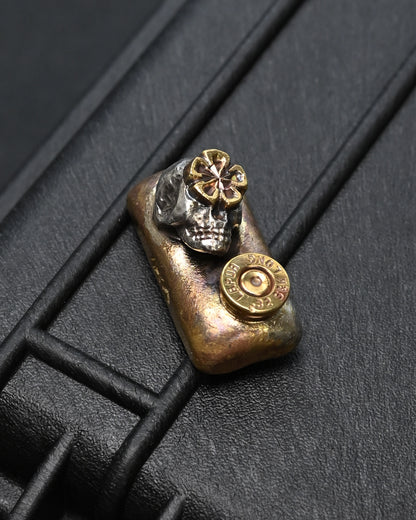 Rare ONE-OFF Wtopia × Sunizumi Shoten Mixed-Metal EDC Challenge Coin / Worry Stone – Silver Skull