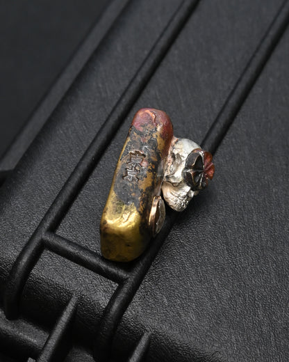 Rare ONE-OFF Wtopia × Sunizumi Shoten Mixed-Metal EDC Challenge Coin / Worry Stone – Silver Skull