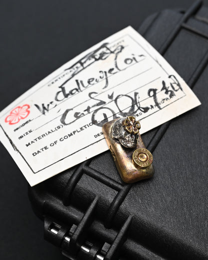 Rare ONE-OFF Wtopia × Sunizumi Shoten Mixed-Metal EDC Challenge Coin / Worry Stone – Silver Skull