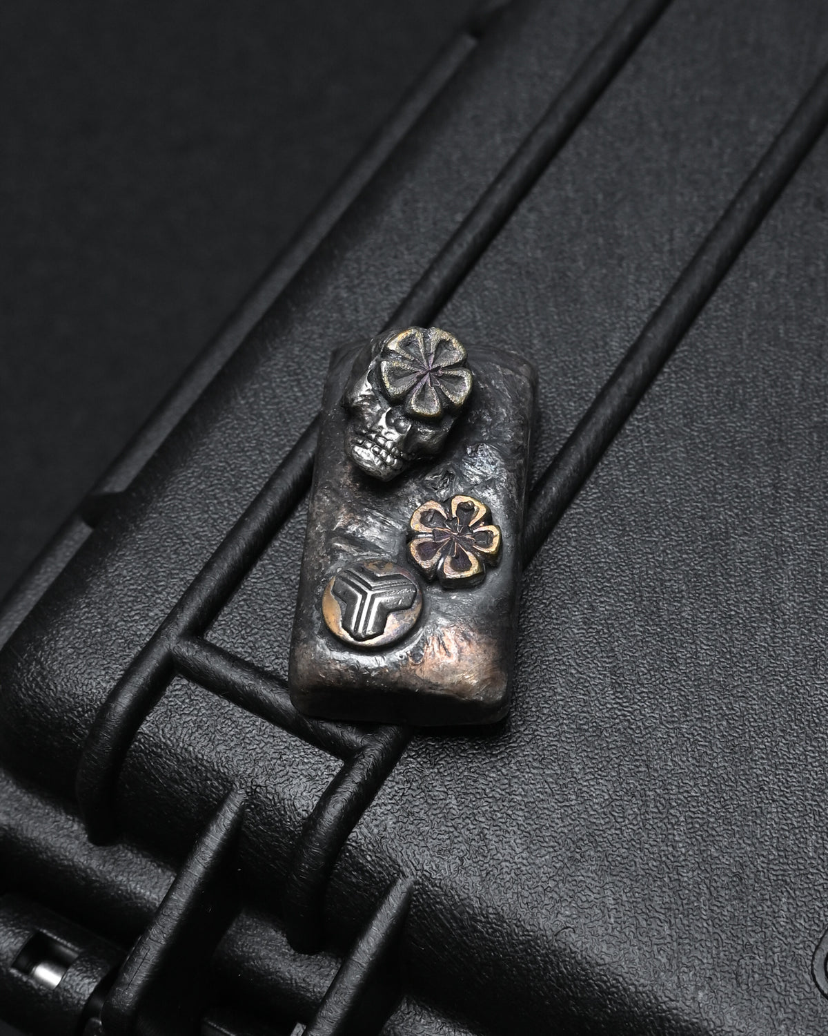 希少 ONE-OFF Wtopia × 三泉商店 シルバースカル EDC チャレンジコイン / ウォーリーストーン｜ブロンズ杏花・三泉シルバー紋飾｜日本製