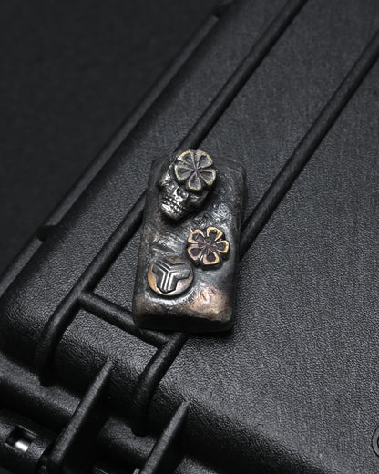 希少 ONE-OFF Wtopia × 三泉商店 シルバースカル EDC チャレンジコイン / ウォーリーストーン｜ブロンズ杏花・三泉シルバー紋飾｜日本製