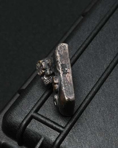 希少 ONE-OFF Wtopia × 三泉商店 シルバースカル EDC チャレンジコイン / ウォーリーストーン｜ブロンズ杏花・三泉シルバー紋飾｜日本製