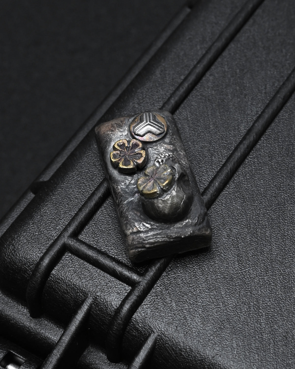 希少 ONE-OFF Wtopia × 三泉商店 シルバースカル EDC チャレンジコイン / ウォーリーストーン｜ブロンズ杏花・三泉シルバー紋飾｜日本製