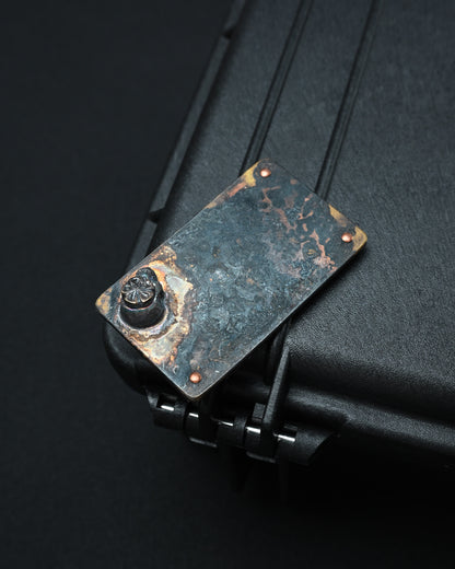 Rare Wtopia Handmade Vintage Bronze EDC Patch – 3D Silver Skull / Bronze Floral Detail / Copper Rivets / Made in Japan