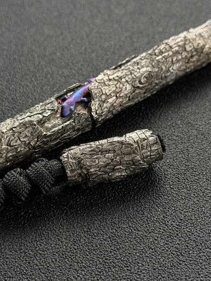 Xunmu One-Off Titanium Deadwood Lanyard Bead – Handmade Lizard Nature EDC Art Piece