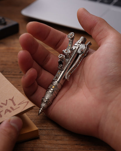 Xunmu Hand-Engraved “Lunar Galaxy” TACTICALGEEK × Hidetoshi Nakayama Gennai Pen SL01 – Bronze & Copper Inlay