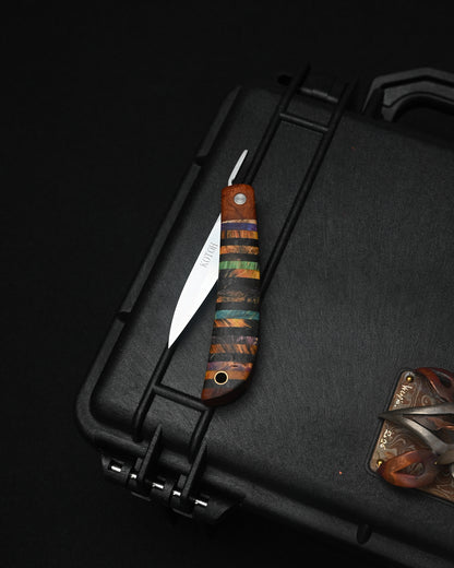 Yoshimi Koto Handmade Higonokami EDC Folding Knife K2612 – VG10 / Stabilized Wood