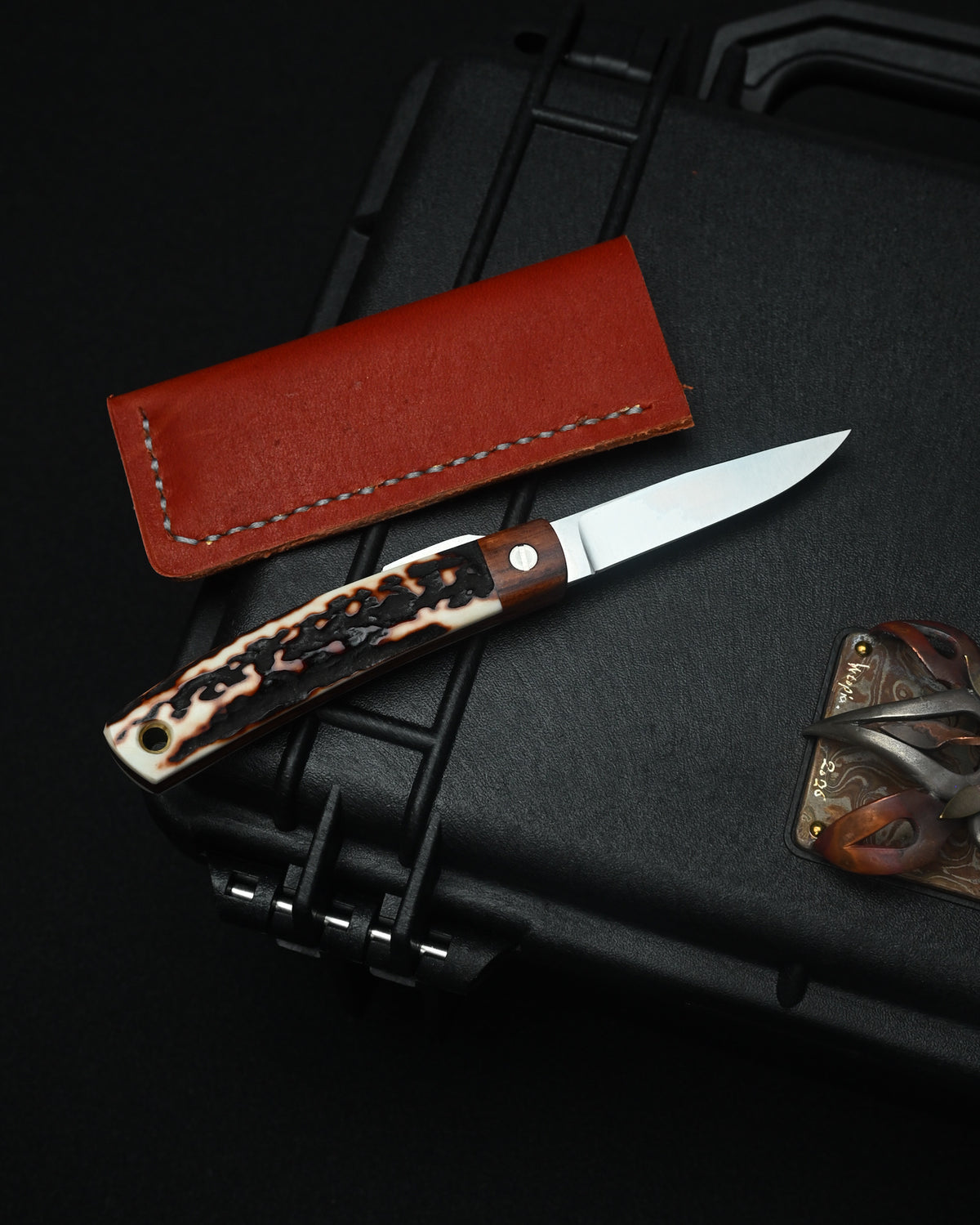 Yoshimi Koto Handmade Higonokami EDC Folding Knife K2613 – D2 Steel / Wood & Deer Antler Handle
