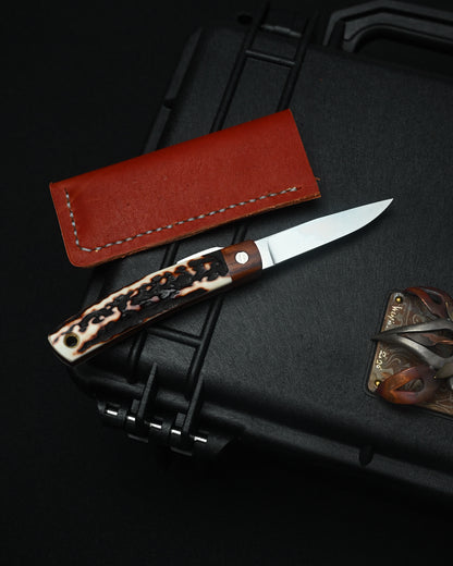 Yoshimi Koto Handmade Higonokami EDC Folding Knife K2613 – D2 Steel / Wood & Deer Antler Handle