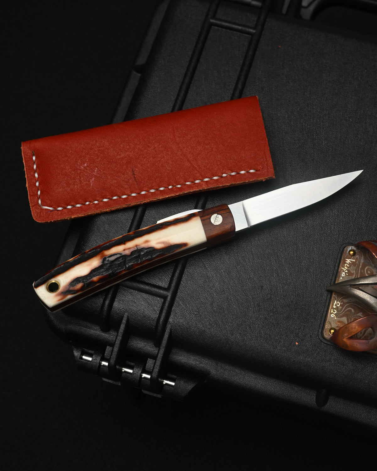 Yoshimi Koto Handmade Higonokami EDC Folding Knife K2614 – D2 Steel / Wood & Deer Antler Handle