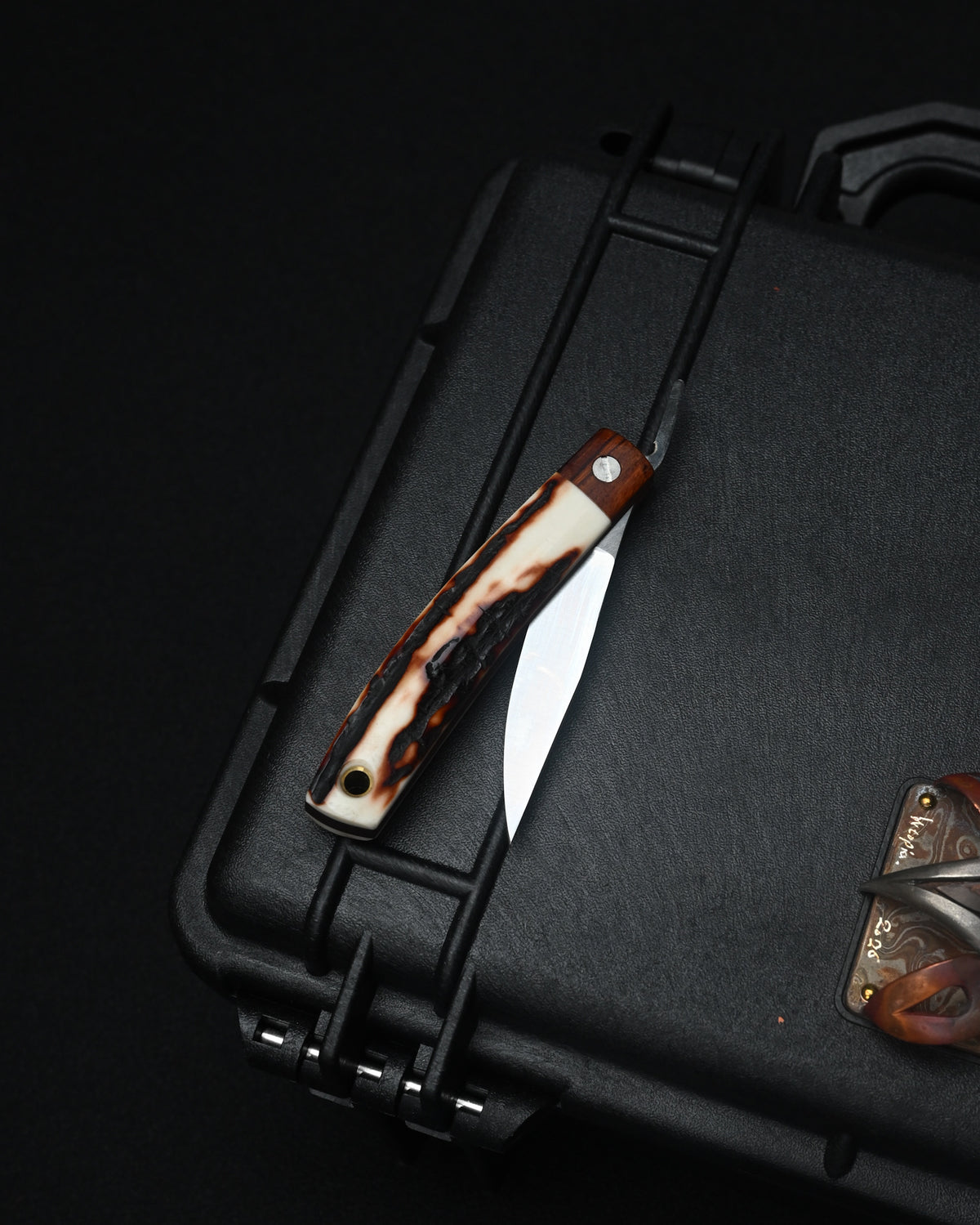 Yoshimi Koto Handmade Higonokami EDC Folding Knife K2614 – D2 Steel / Wood & Deer Antler Handle