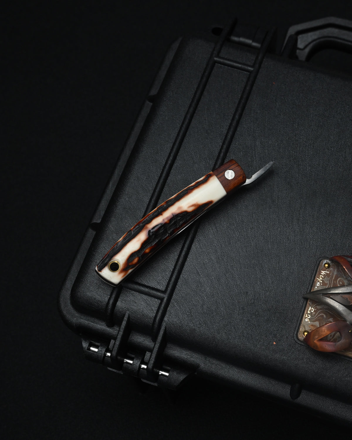 Yoshimi Koto Handmade Higonokami EDC Folding Knife K2614 – D2 Steel / Wood & Deer Antler Handle