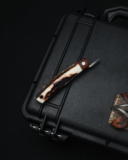 Yoshimi Koto Handmade Higonokami EDC Folding Knife K2614 – D2 Steel / Wood & Deer Antler Handle