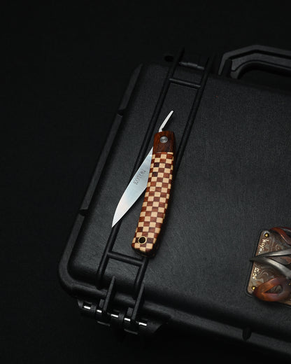 Yoshimi Koto Handmade Higonokami EDC Folding Knife K2616 – VG10 / Stabilized Wood