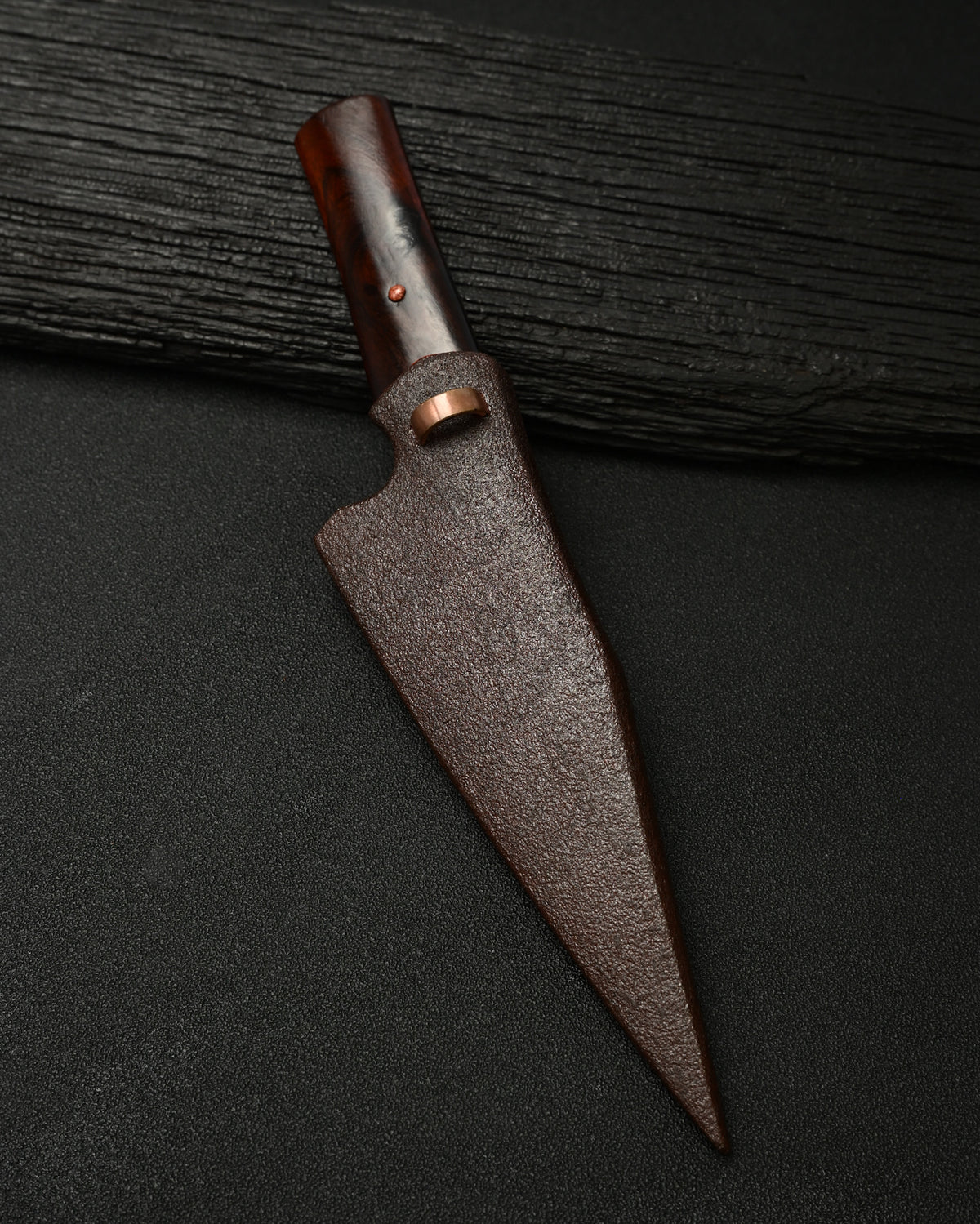 Rare ONE-OFF Yukio Nibe NO.R5-26 Custom Knife – Warikomi Carbon Steel / Sabiji Finish / Urushi Wood Handle / Japan