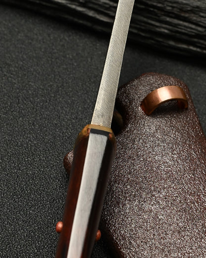 Rare ONE-OFF Yukio Nibe NO.R5-26 Custom Knife – Warikomi Carbon Steel / Sabiji Finish / Urushi Wood Handle / Japan