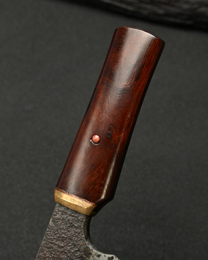 Rare ONE-OFF Yukio Nibe NO.R5-26 Custom Knife – Warikomi Carbon Steel / Sabiji Finish / Urushi Wood Handle / Japan
