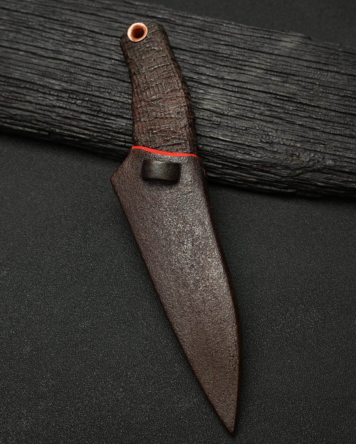 Rare ONE-OFF Yukio Nibe NO.R5-37 Custom Art Knife – Forged Carbon Steel / Sabiji Finish / Lacquered Wood / Japan